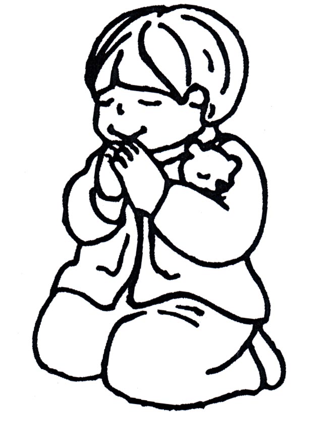 Gratis kleurplaat Een biddende jongen