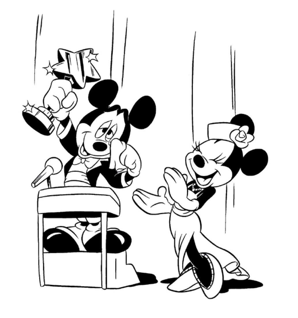 Gratis kleurplaat Mickey ontvangt een prijs