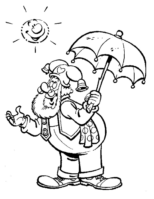 Gratis kleurplaat in de zon met een parasol 